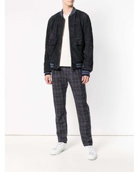 Мужской темно-синий замшевый бомбер от Dolce & Gabbana