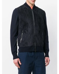 Мужской темно-синий замшевый бомбер от Herno