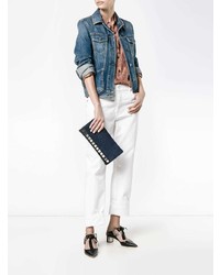 Темно-синий замшевый клатч с украшением от Tomasini