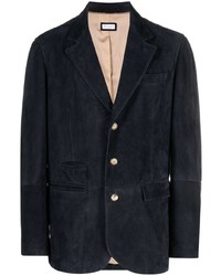 Мужской темно-синий замшевый пиджак от Brunello Cucinelli