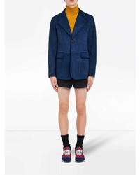 Мужской темно-синий замшевый пиджак от Prada