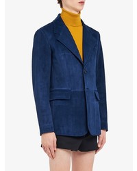 Мужской темно-синий замшевый пиджак от Prada
