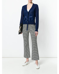 Женский темно-синий кардиган с вышивкой от Semicouture