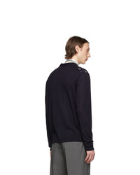 Мужской темно-синий кардиган с принтом от Gucci