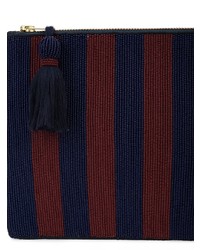 Темно-синий клатч из плотной ткани в вертикальную полоску от Figue