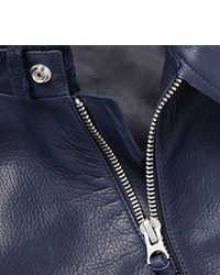 Мужской темно-синий кожаный бомбер от Acne Studios