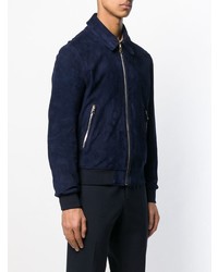 Мужской темно-синий кожаный бомбер от Ps By Paul Smith