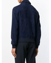 Мужской темно-синий кожаный бомбер от Ps By Paul Smith