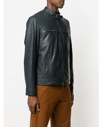 Мужской темно-синий кожаный бомбер от Etro