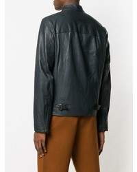 Мужской темно-синий кожаный бомбер от Etro