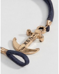 Мужской темно-синий кожаный браслет от Icon Brand