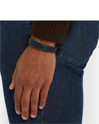 Мужской темно-синий кожаный браслет