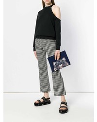 Темно-синий кожаный клатч с вышивкой от Kenzo