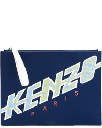 Темно-синий кожаный клатч от Kenzo