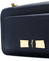 Темно-синий кожаный клатч от Salvatore Ferragamo