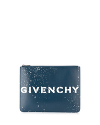 Мужской темно-синий кожаный мужской клатч с принтом от Givenchy