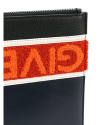 Мужской темно-синий кожаный мужской клатч с принтом от Givenchy