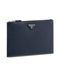 Мужской темно-синий кожаный мужской клатч от Prada