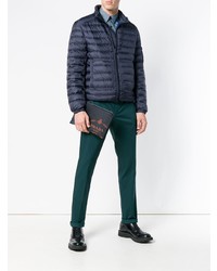 Мужской темно-синий кожаный мужской клатч от Prada