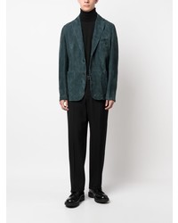 Мужской темно-синий кожаный пиджак от Tagliatore