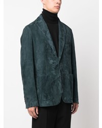 Мужской темно-синий кожаный пиджак от Tagliatore