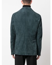 Мужской темно-синий кожаный пиджак от Tagliatore