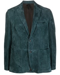 Мужской темно-синий кожаный пиджак от Tagliatore