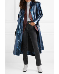 Женский темно-синий кожаный плащ от Marc Jacobs