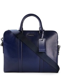 Темно-синий кожаный портфель от Michael Kors