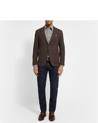 Мужской темно-синий кожаный ремень от Dunhill