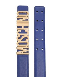 Мужской темно-синий кожаный ремень от Moschino
