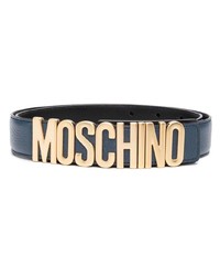 Мужской темно-синий кожаный ремень от Moschino