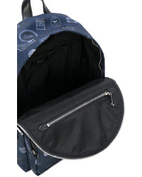 Женский темно-синий кожаный рюкзак с принтом от Bally