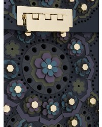 Женский темно-синий кожаный рюкзак с цветочным принтом от Zac Zac Posen