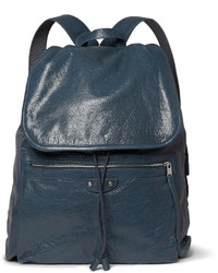Мужской темно-синий кожаный рюкзак от Balenciaga