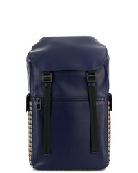 Мужской темно-синий кожаный рюкзак от Bottega Veneta