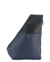 Мужской темно-синий кожаный рюкзак от Emporio Armani