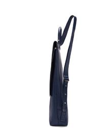 Женский темно-синий кожаный рюкзак от Building Block