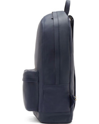 Мужской темно-синий кожаный рюкзак