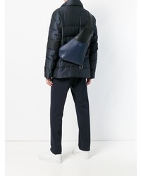 Мужской темно-синий кожаный рюкзак от Emporio Armani