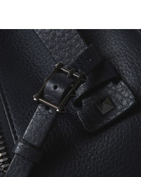 Мужской темно-синий кожаный рюкзак