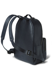 Мужской темно-синий кожаный рюкзак