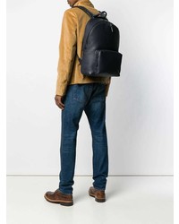 Мужской темно-синий кожаный рюкзак от Troubadour