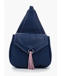 Женский темно-синий кожаный рюкзак