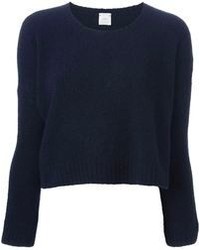 Темно-синий короткий свитер