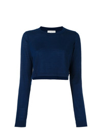 Темно-синий короткий свитер от Le Kasha