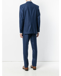 Темно-синий костюм в вертикальную полоску от Kiton