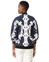 Женский темно-синий кружевной бомбер с вышивкой от JONATHAN SIMKHAI