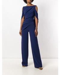 Темно-синий кружевной комбинезон от Talbot Runhof