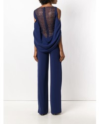 Темно-синий кружевной комбинезон от Talbot Runhof